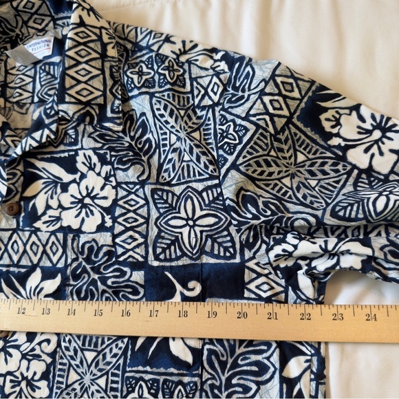 Ky's Made In Hawaii Aloha Hawaiian Short Sleeve Button Up Shirt Blue Floral Sz M - Picture 9 of 16